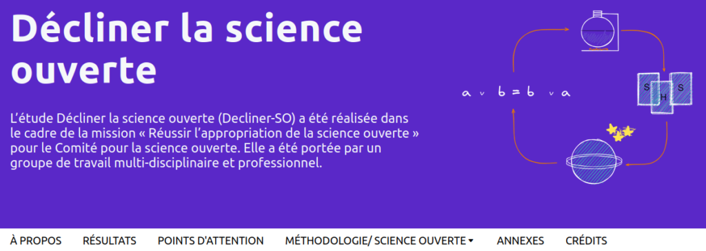 Page d'accueil du pubpub de l'étude Décliner la science ouverte. 